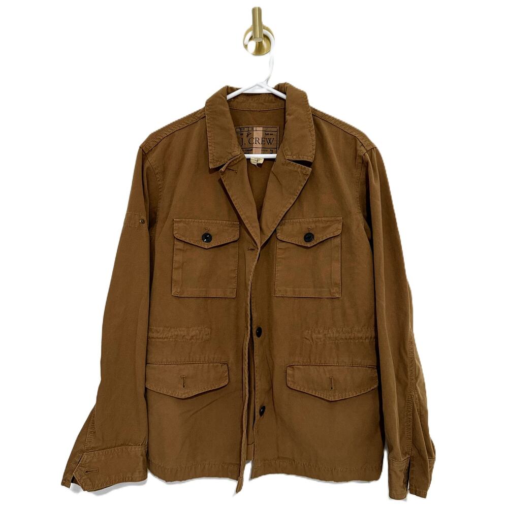 J CREW  Brigadier Utility Jacket Coat Tan Khaki Military Field L